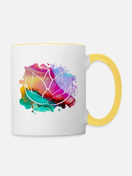 Lotusblume - Tasse zweifarbig - Weiß/Gelb