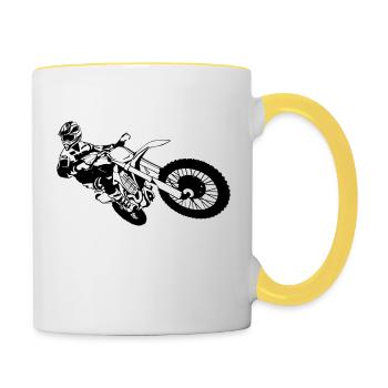 Motocross - Moto Cross - Supercross - MX - SX - Tasse zweifarbig - Weiß/Gelb - Rechts
