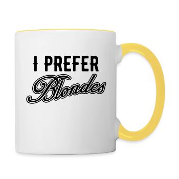 Je préfère Blondes 1C - changement de couleur - Mug contrasté - blanc/jaune - Droite