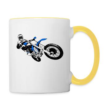 Motocross - Moto Cross - Supercross - MX - SX - Tasse zweifarbig - Weiß/Gelb - Rechts
