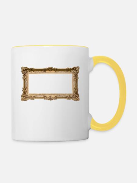 Goldener Rahmen - Tasse zweifarbig - Weiß/Gelb