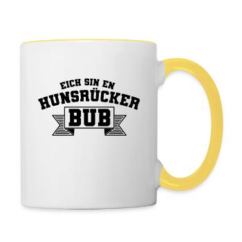 Hunsrücker BUB Geschenkidee Buckel - Tasse zweifarbig - Weiß/Gelb - Rechts