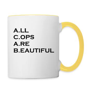 Tous les flics sont beaux - Mug contrasté - blanc/jaune - Droite