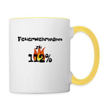 Feuerwehrmann 112% - Tasse zweifarbig - Weiß/Gelb - Rechts