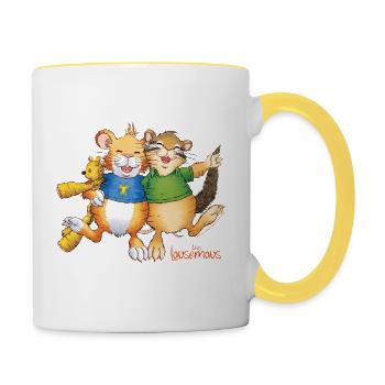 Leo Lausemaus und Didi Dachs Freunde - Tasse zweifarbig - Weiß/Gelb - Rechts