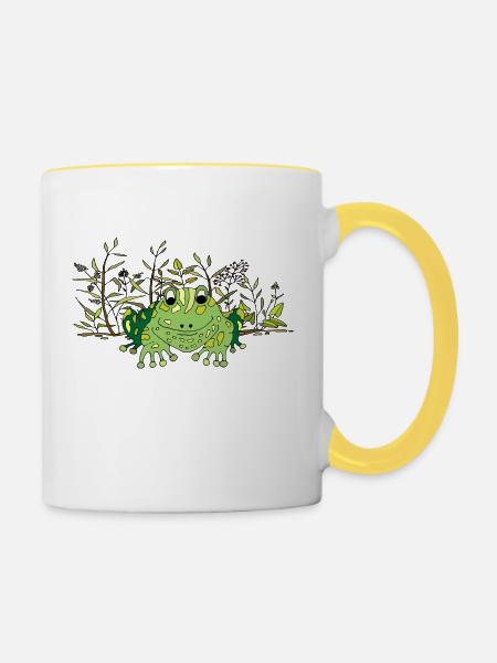 Frosch - Tasse zweifarbig - Weiß/Gelb