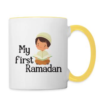 My first Ramadan/ 1. Eid /Muslim /Islam/Allah - Tasse zweifarbig - Weiß/Gelb - Rechts