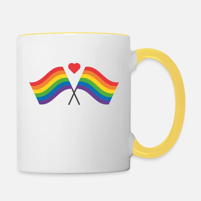 Rainbow flag - Contrasting Mug - white/yellow