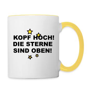 Kopf hoch - die Sterne sind oben - Tasse zweifarbig - Weiß/Gelb - Rechts