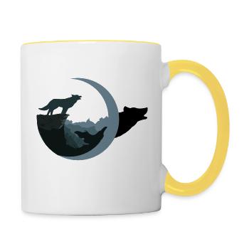 Wolf by the moonlight - Contrasting Mug - white/yellow - Right