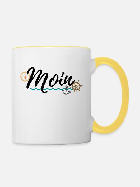 Moin - Tasse zweifarbig - Weiß/Gelb