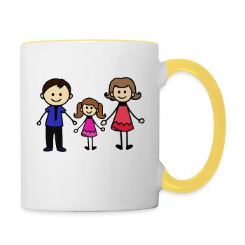 family family parents daughter corka - Contrasting Mug - white/yellow - Right