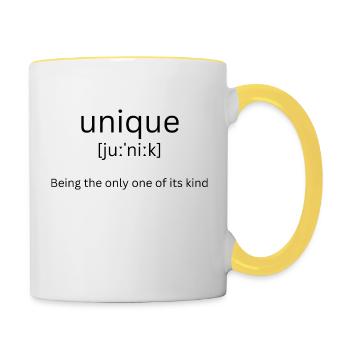 Einzigartig - Definition - Tasse zweifarbig - Weiß/Gelb - Rechts