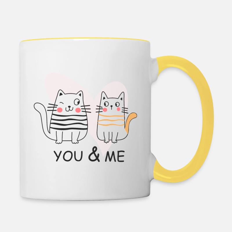 Valentine's Day you & me Valentine - Contrasting Mug - white/yellow