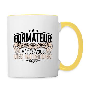 Formateur cadeau Formateur le vrai Formateur - Mug contrasté - blanc/jaune - Droite