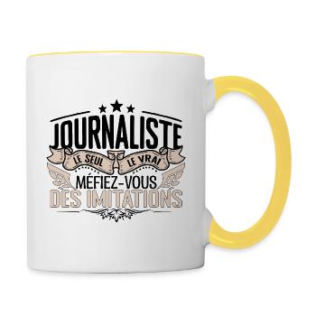 Journaliste cadeau Journaliste le vrai Journaliste - Mug contrasté - blanc/jaune - Droite