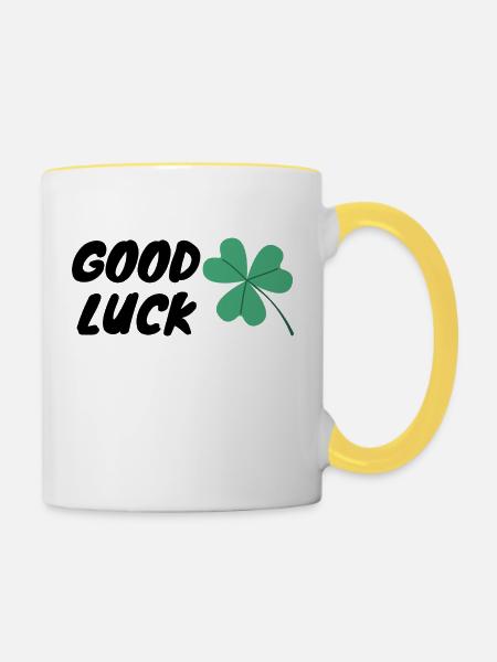 Good Luck - Tasse zweifarbig - Weiß/Gelb