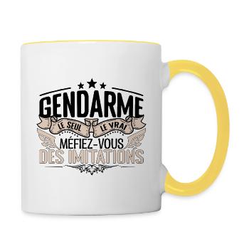 Gendarme cadeau Gendarme le vrai Gendarme - Mug contrasté - blanc/jaune - Droite
