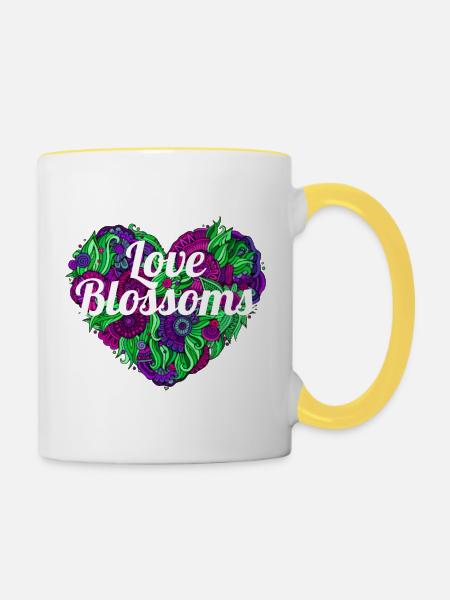 Love Blossoms - Tasse zweifarbig - Weiß/Gelb
