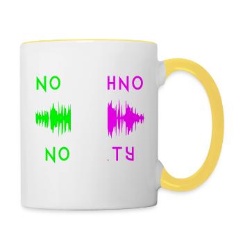 Kein Techno, kein Partymusik-Zitat - Tasse zweifarbig - Weiß/Gelb - Rechts