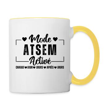 Mode atsem activé humour atsem cadeau pour atsem - Mug contrasté - blanc/jaune - Droite