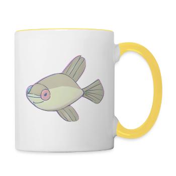 kleiner Fisch - Tasse zweifarbig - Weiß/Gelb - Rechts