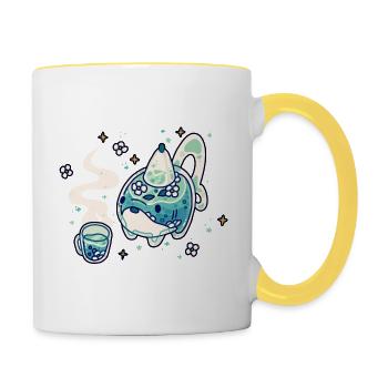 Sharkie Teekanne - Tasse zweifarbig - Weiß/Gelb - Rechts