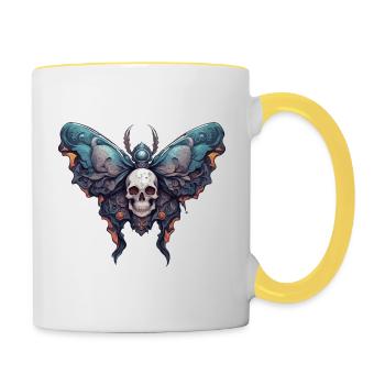 Papillon de nuit / Animal / Insecte / Larve / Ravageur - Mug contrasté - blanc/jaune - Droite