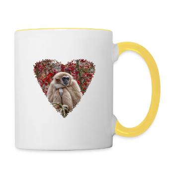 Gibbon's Solitude Heart - Contrasting Mug - white/yellow - Right