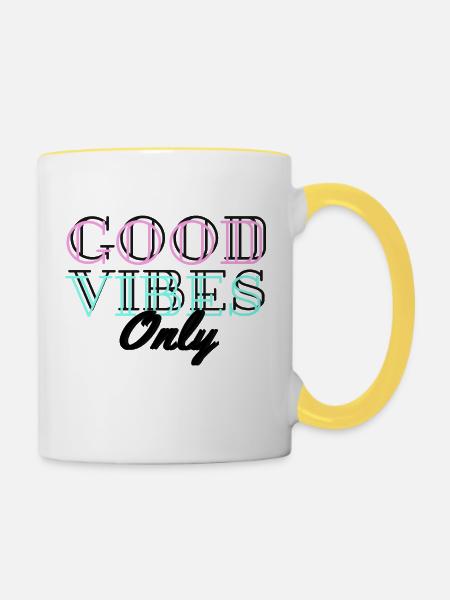 positive Energie - Tasse zweifarbig - Weiß/Gelb