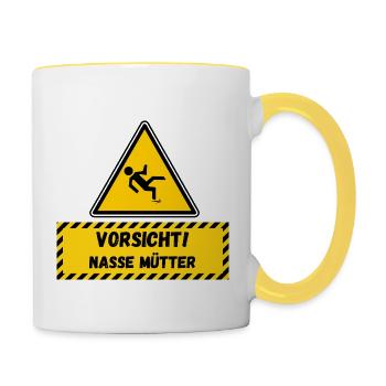 Beware of wet mothers - Contrasting Mug - white/yellow - Right