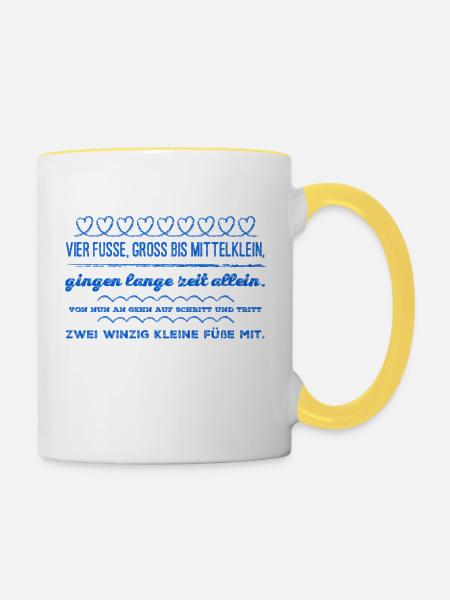 Geschenkidee Schwangerschaft Geburt - Tasse zweifarbig - Weiß/Gelb