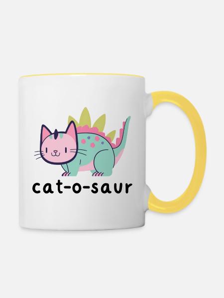 Cat-O-Saur - Tasse zweifarbig - Weiß/Gelb