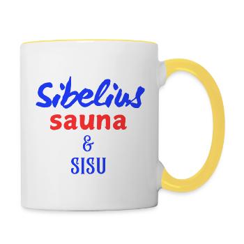 Sibelius, sauna et sisu - Mug contrasté - blanc/jaune - Droite