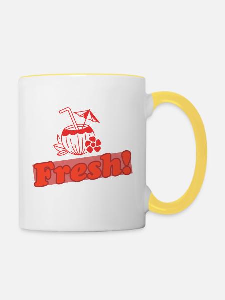 Fresh! - Tasse zweifarbig - Weiß/Gelb