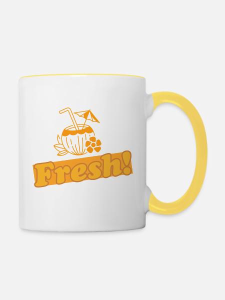 Fresh! 5.0 - Tasse zweifarbig - Weiß/Gelb
