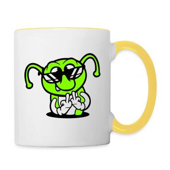 Caterpillar Middle Finger Insult Hole Sunglasses - Contrasting Mug - white/yellow - Right