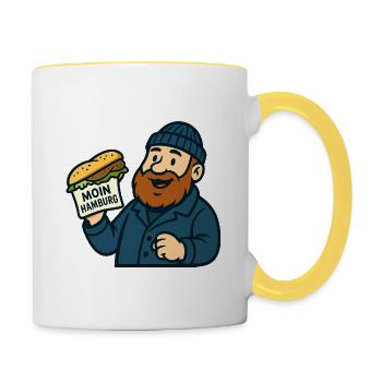 Hamburger Fischbrötchen - Tasse zweifarbig - Weiß/Gelb - Rechts