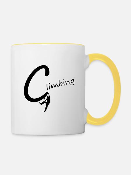 climbing abseilen klettern - Tasse zweifarbig - Weiß/Gelb