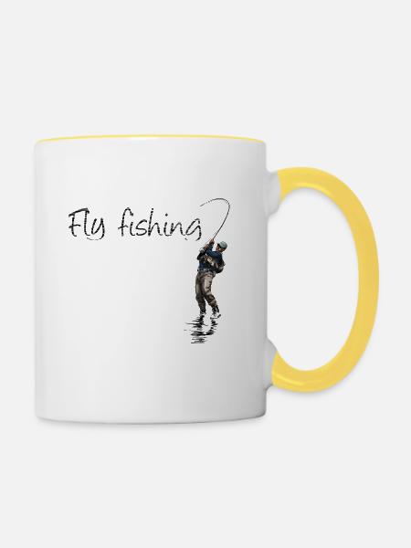 Fly fishing - Tasse zweifarbig - Weiß/Gelb