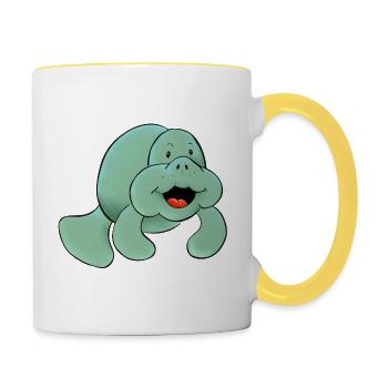 Pastell-Manati Fröhliche Meeresfreundin - Tasse zweifarbig - Weiß/Gelb - Rechts