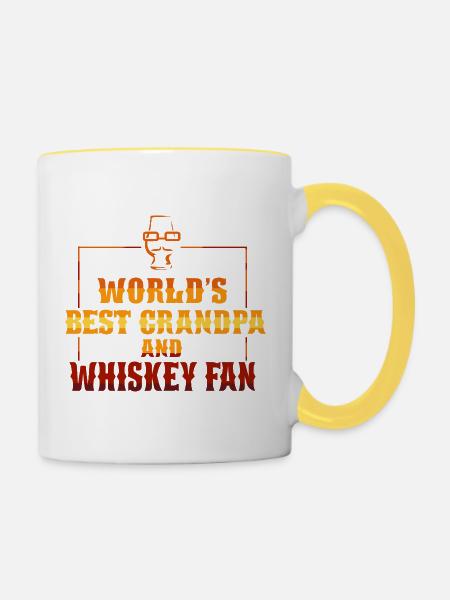 Whiskey Spruch Whiskeytrinker Whiskeyliebhaber - Tasse zweifarbig - Weiß/Gelb