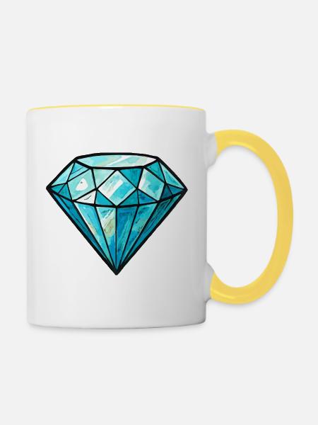 Wasserfarben Kristalldiamant - Tasse zweifarbig - Weiß/Gelb