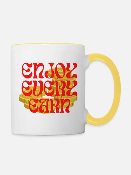 Verdienen und Wohlstand - Tasse zweifarbig - Weiß/Gelb