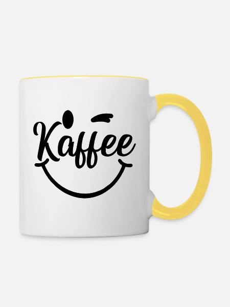 Kaffee_smile - Tasse zweifarbig - Weiß/Gelb