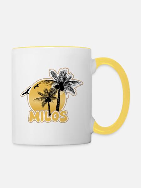 Geschenk für Milos - Tasse zweifarbig - Weiß/Gelb