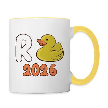 Rente 2026 Ente Rentner 2026 Ruhestand Pension - Tasse zweifarbig - Weiß/Gelb - Rechts