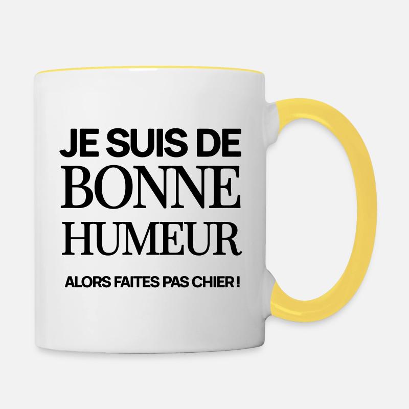 Je suis de bonne humeur - Mug contrasté - blanc/jaune