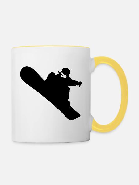 Snowboarding - Tasse zweifarbig - Weiß/Gelb