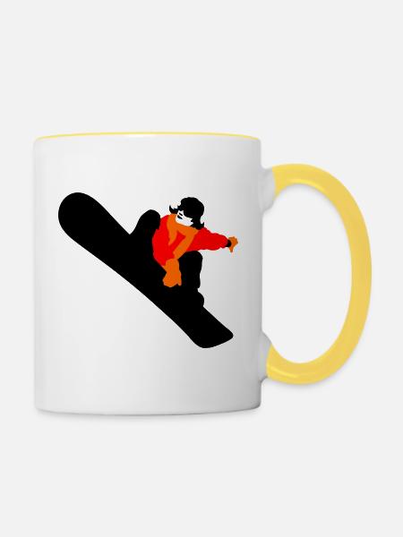 Snowboard - Tasse zweifarbig - Weiß/Gelb